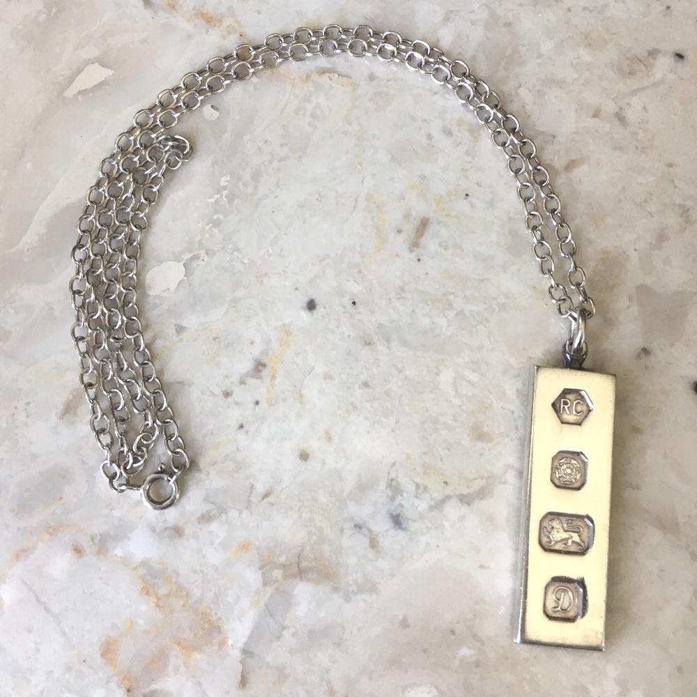 Sterling English Silver Ingot Necklace